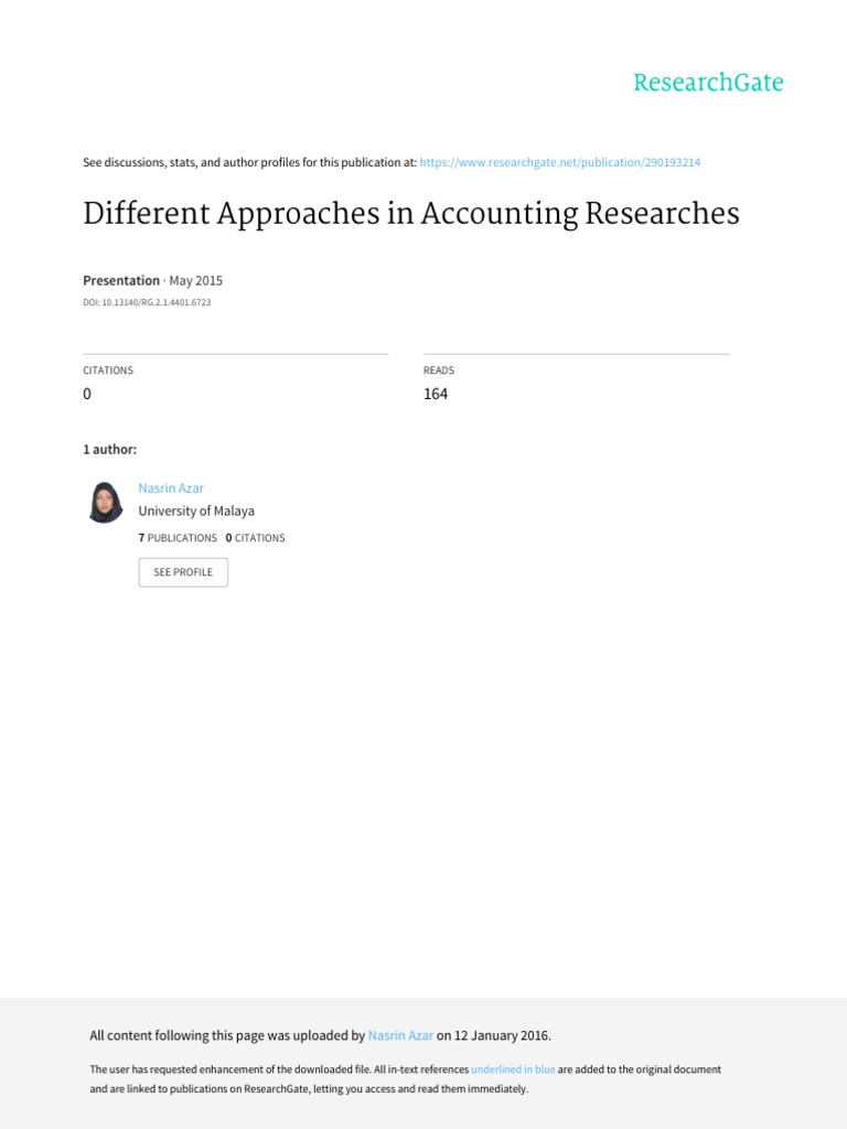 Different Approaches in Accounting Research | PDF | Qualitative ...