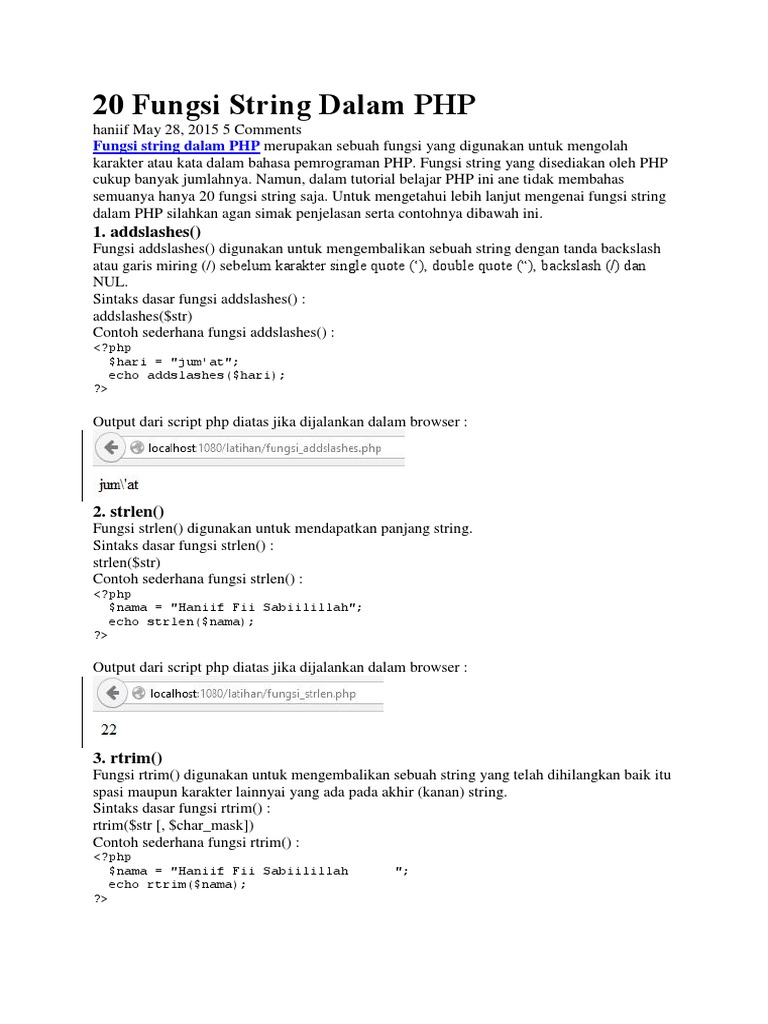20 Fungsi String Dalam PHP | PDF