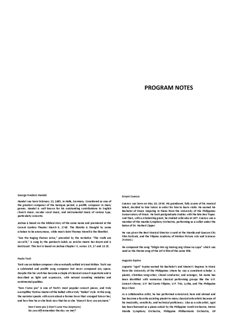 Recital Program Notes | PDF | Richard Strauss | Orchestras