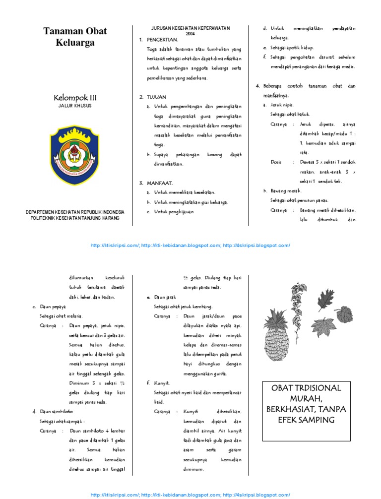 leafleat tanaman  obat  keluarga toga pdf 