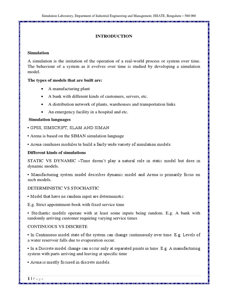 Simulation Modeling in Arena Software | PDF | Simulation | System