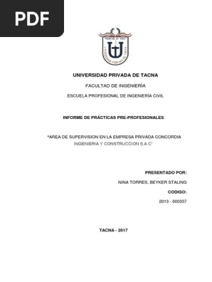 Informe De Practicas Para Bachiller Ingenieria Civil