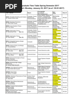 TimeTable UET Lahore - Spring 2017