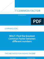 Greatest Common Factor and Lowest Common Multiple