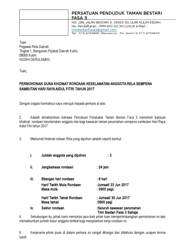 Surat Permohonan Rela Pdf