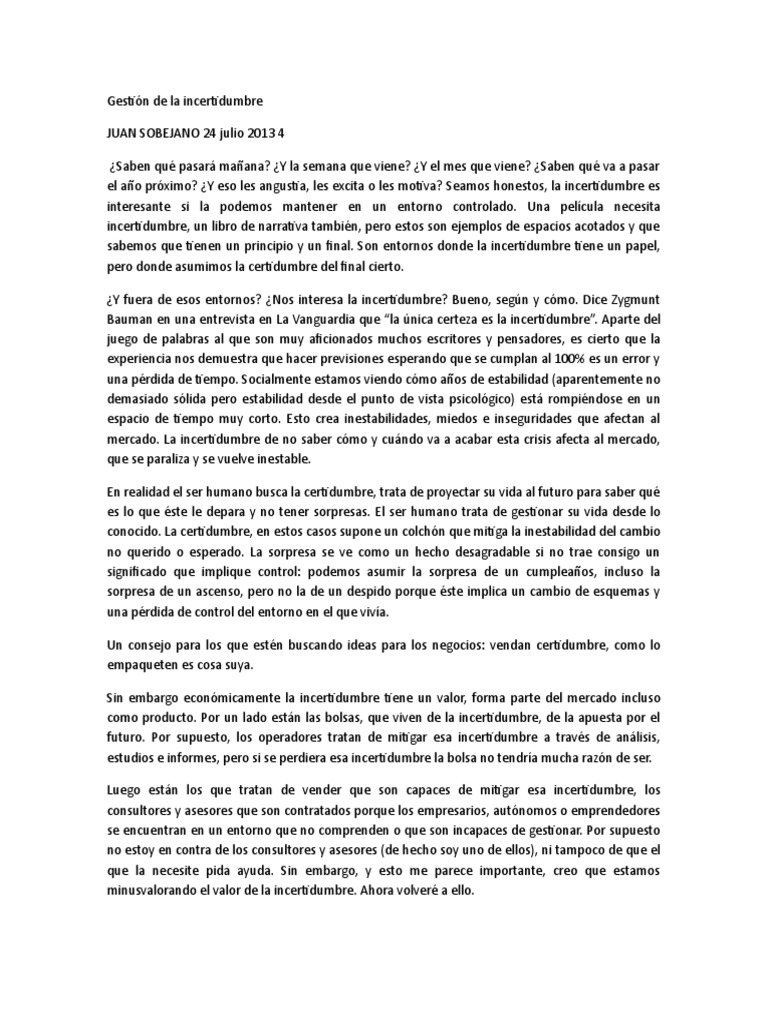 Estrategias para gestionar la incertidumbre | PDF | Toma de decisiones ...
