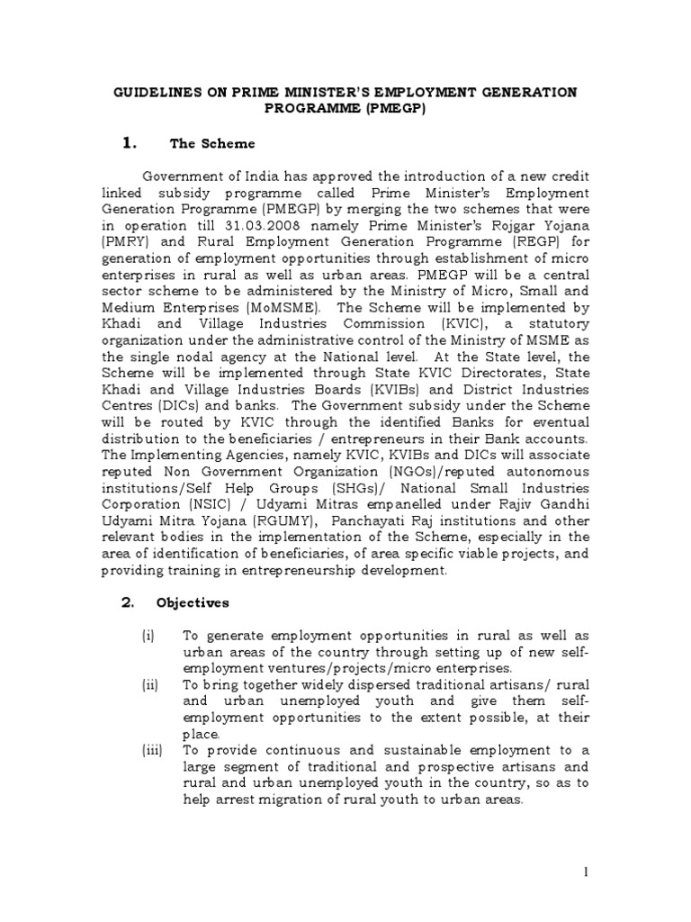 Guidelines Pmegp PDF | PDF | Economies | Business