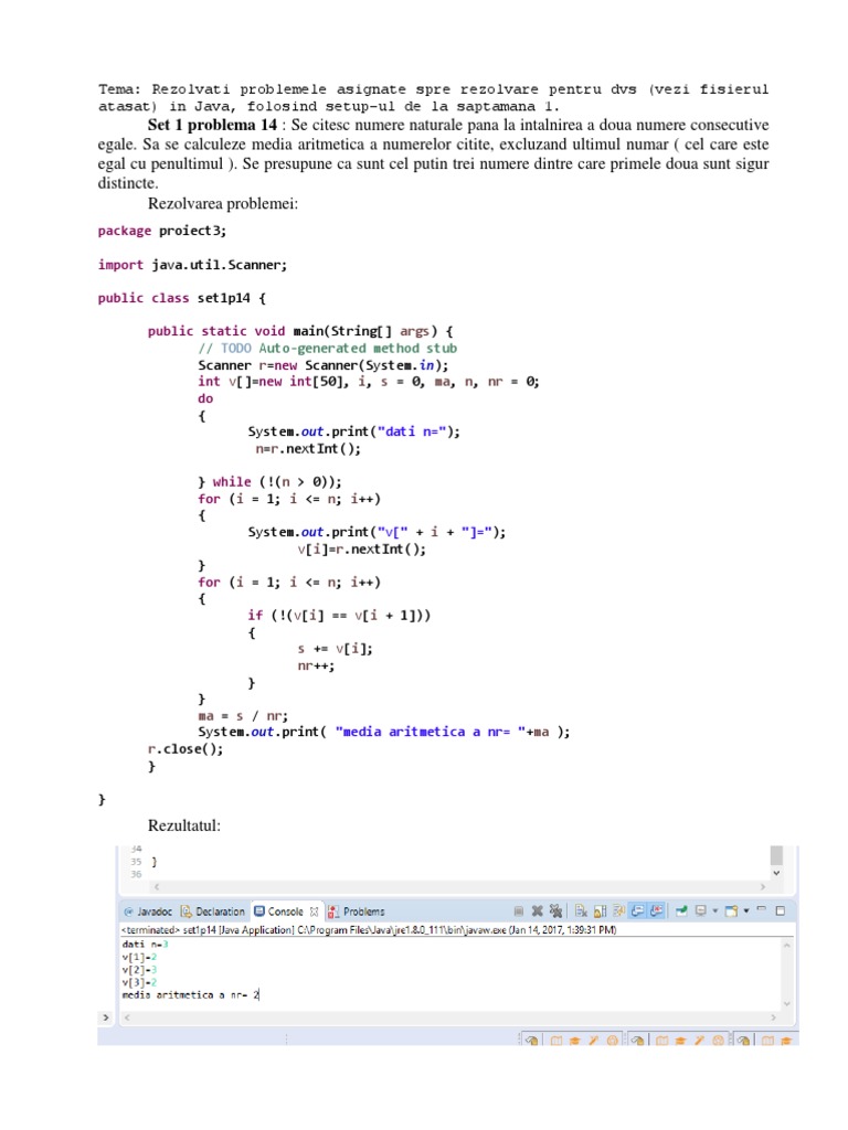 Probleme Rezolvate Java | PDF