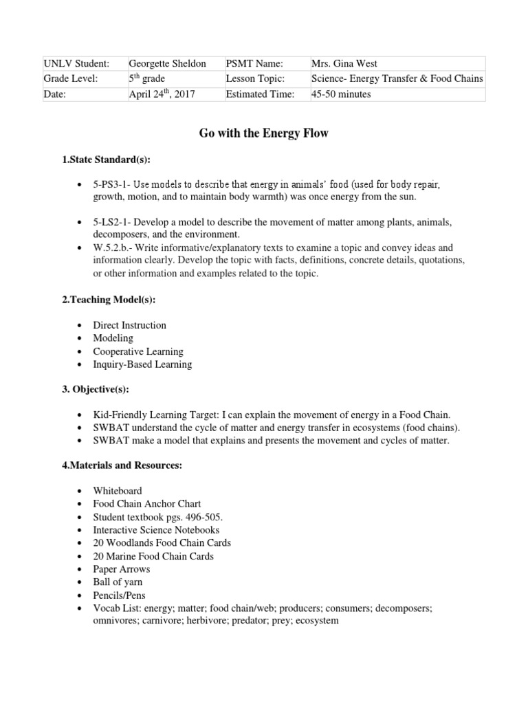 p2 Science Food Webs Lesson g5 | PDF | Reading Comprehension | Cognition
