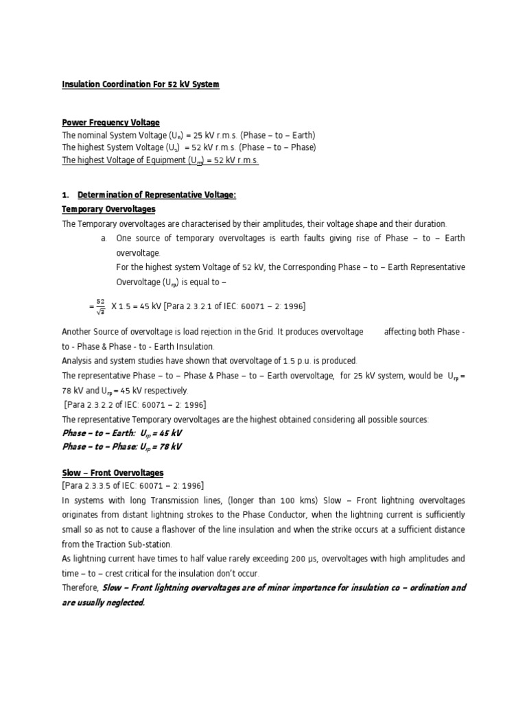 Insulation Coordination for 52 kV Systems | PDF | Insulator ...