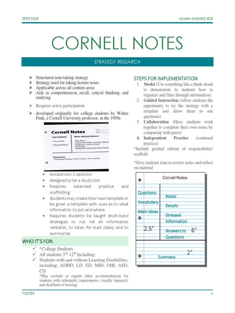 cornell notes | Lecture | Reading Comprehension