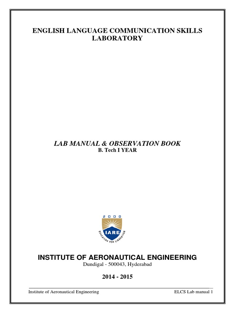 ELCS Lab Manual for Communication Skills | PDF | Vowel | Consonant