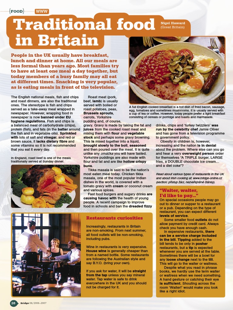 Traditional British Food Overview | PDF | Meal | Lunch