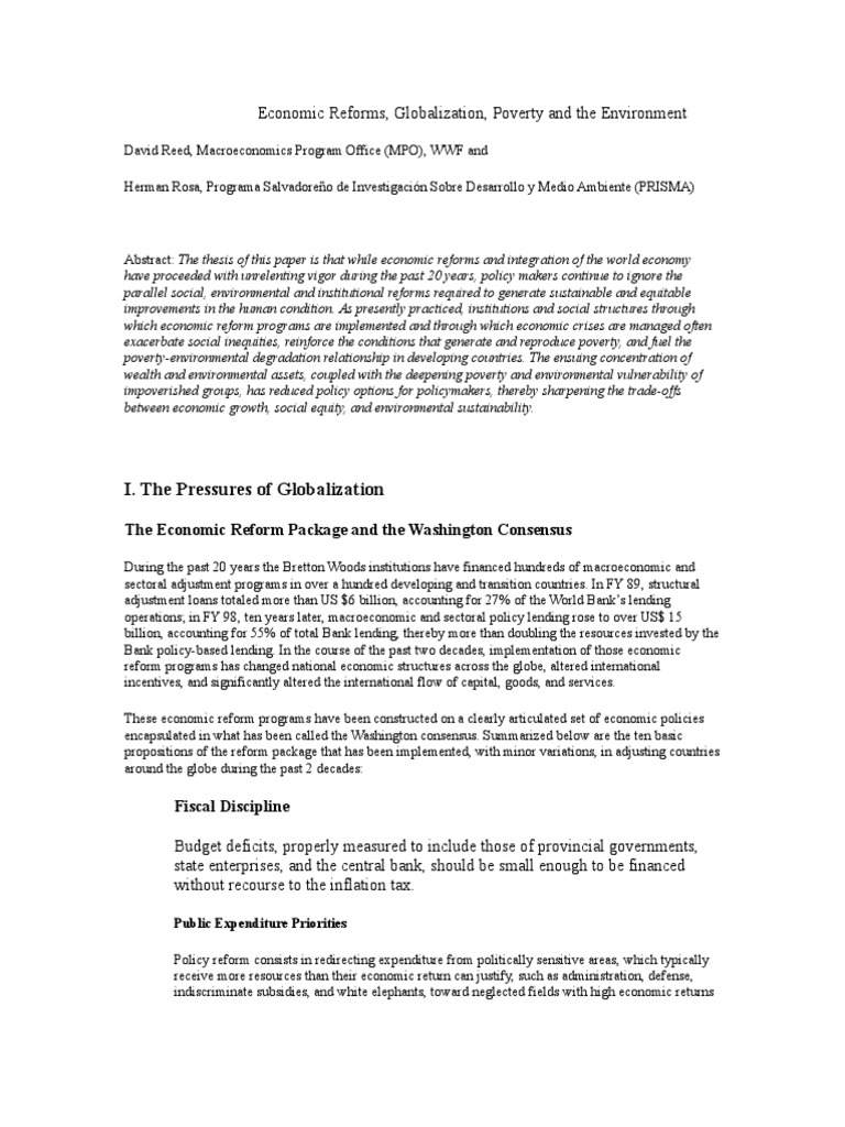 Economic Reforms and Globalization Impact | PDF | World Bank | Poverty