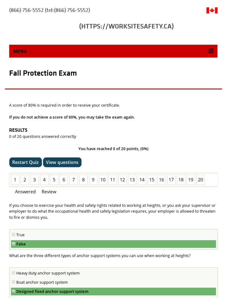 Fall Protection Exam Worksite Safety6 PDF Nature