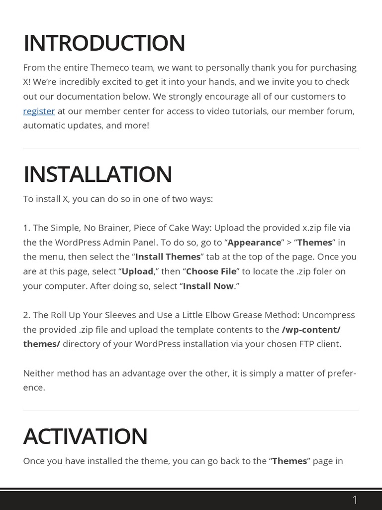 Installing and Customizing X Theme | PDF | Page Layout | Word Press