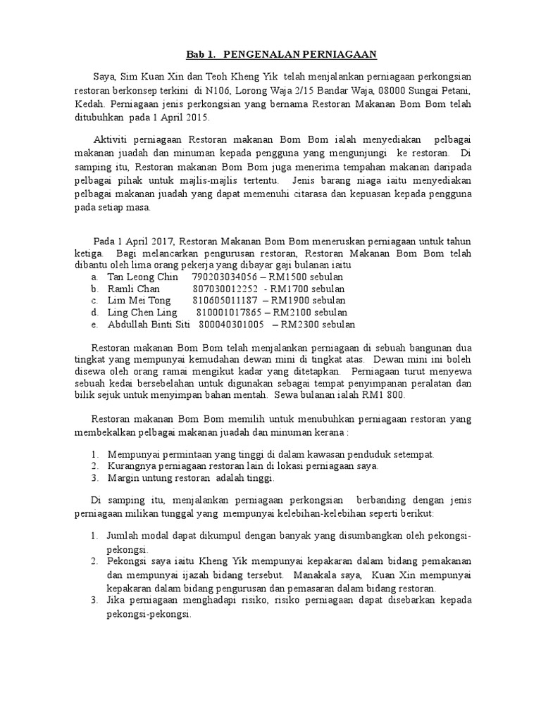 Bab 1 Pengenalan Perniagaan Pdf