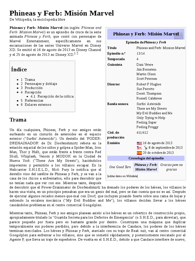 Phineas y Ferb Misión Marvel PDF Marvel Entertainment Comics Marvel