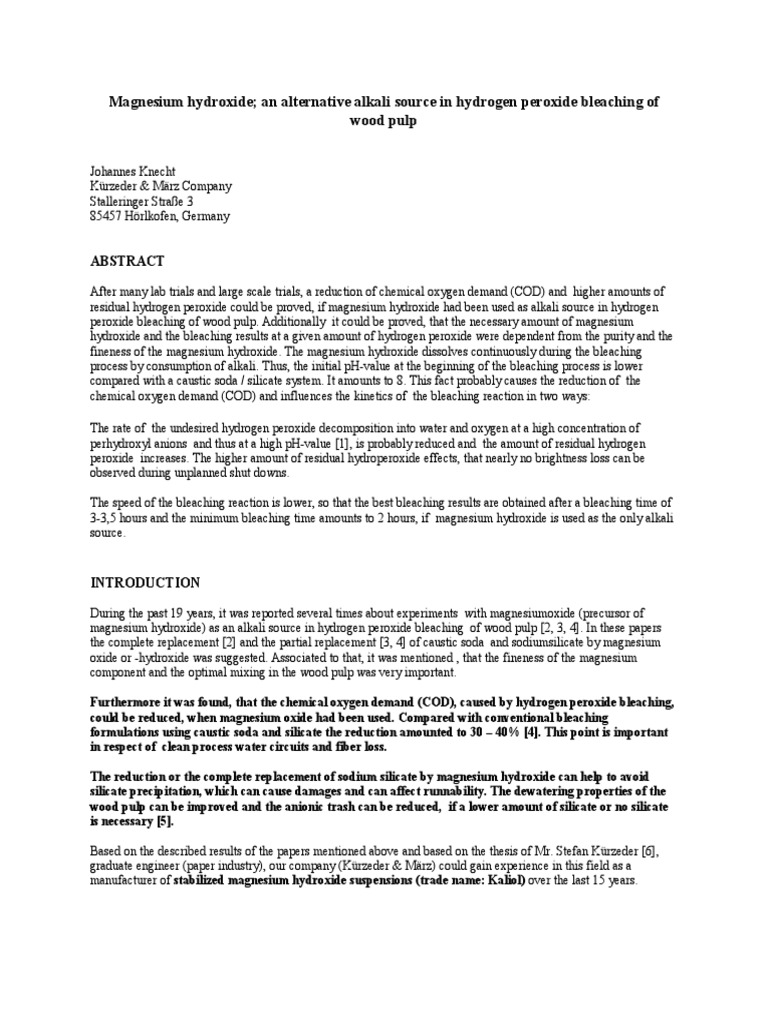 Magnesium Hydroxide An Alternative Alkali Source PDF Sodium