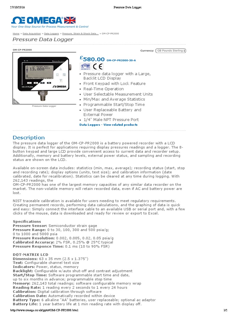 Pressure Data Logger PDF | PDF | Calibration | Windows 7
