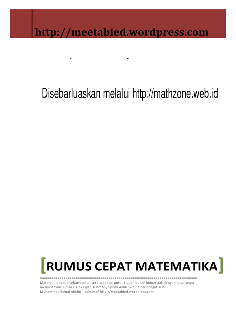 Rumus Cepat Matematika pdf Rumus Cepat Matematika pdf