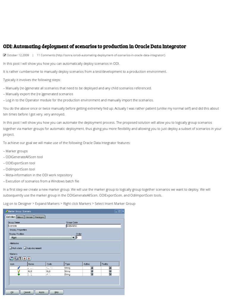 Automating ODI Scenario Deployment | PDF | Microsoft Excel | Xml