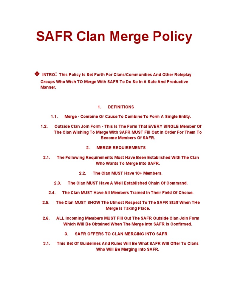SAFR Merge Policy | PDF | Government | Business