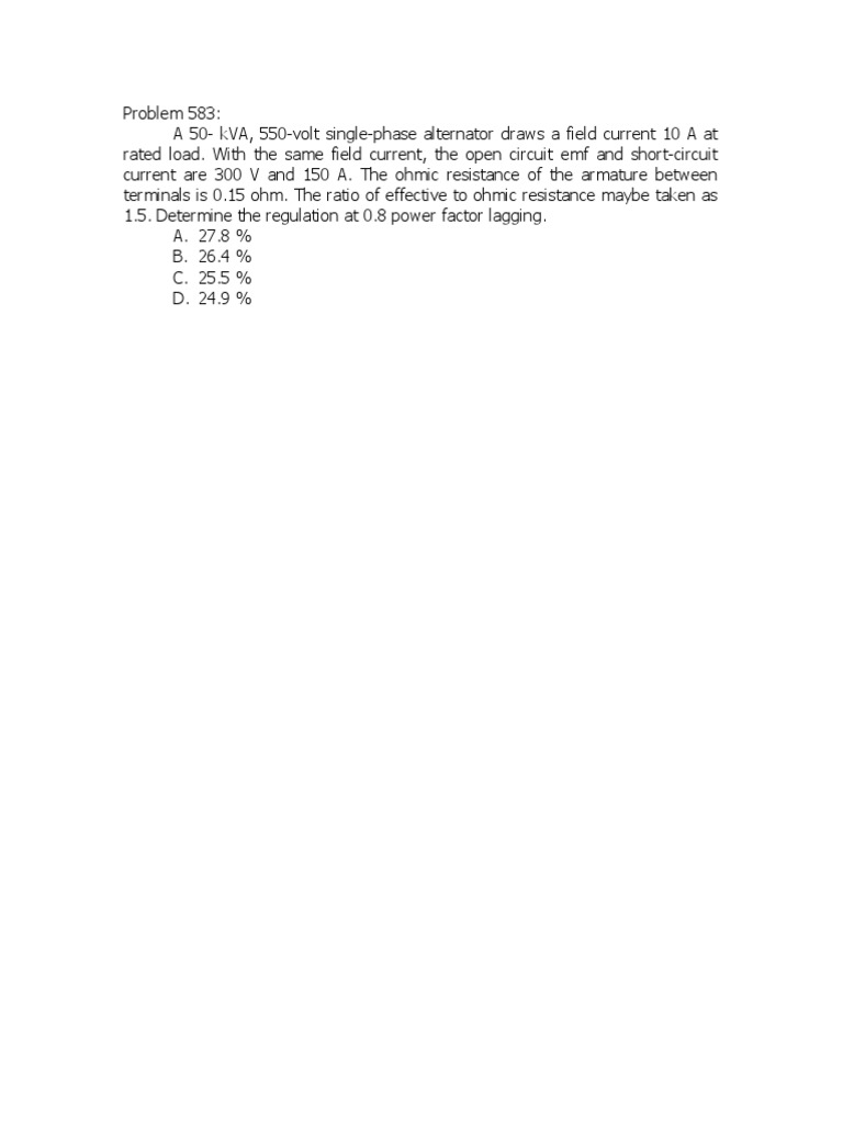 Regulation Calculation for 50 kVA Alternator | PDF