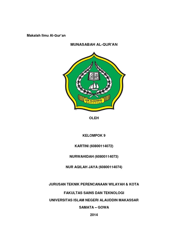 Contoh Makalah Al Quran Hadits