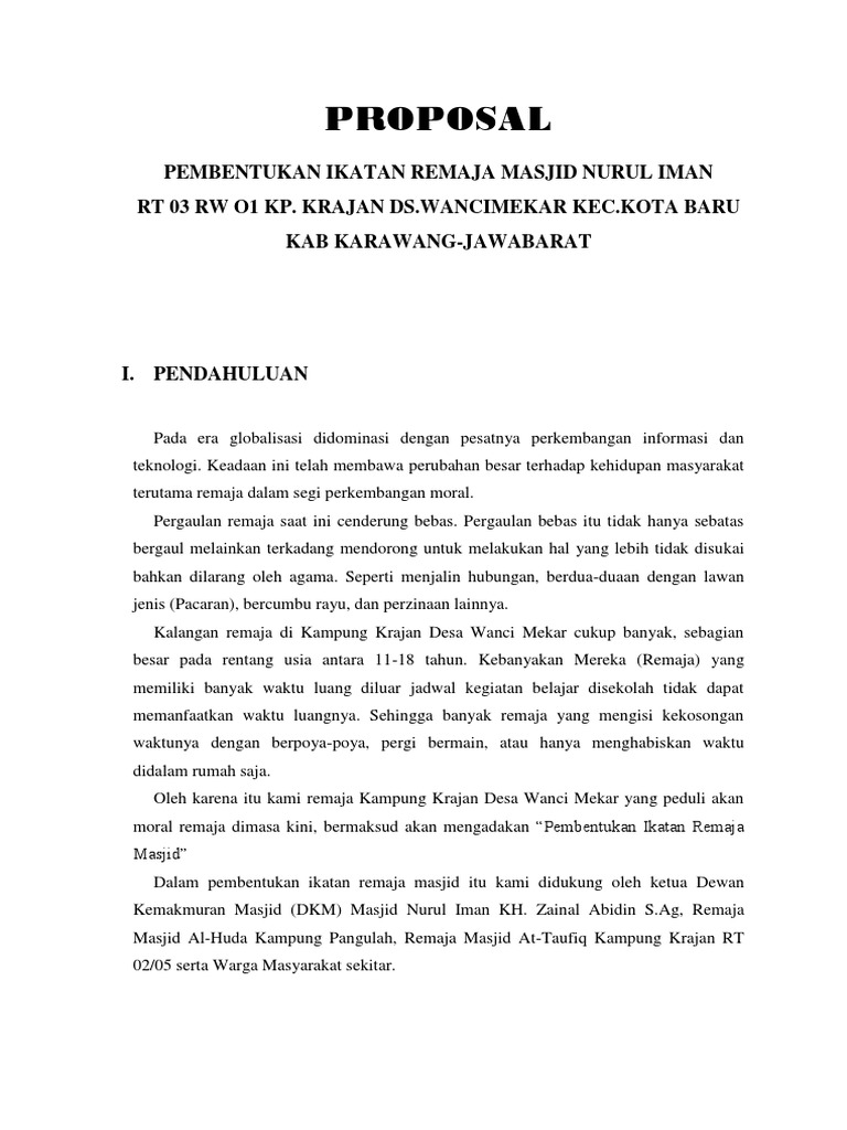 Proposal Pendirian Remaja Masjid Pdf