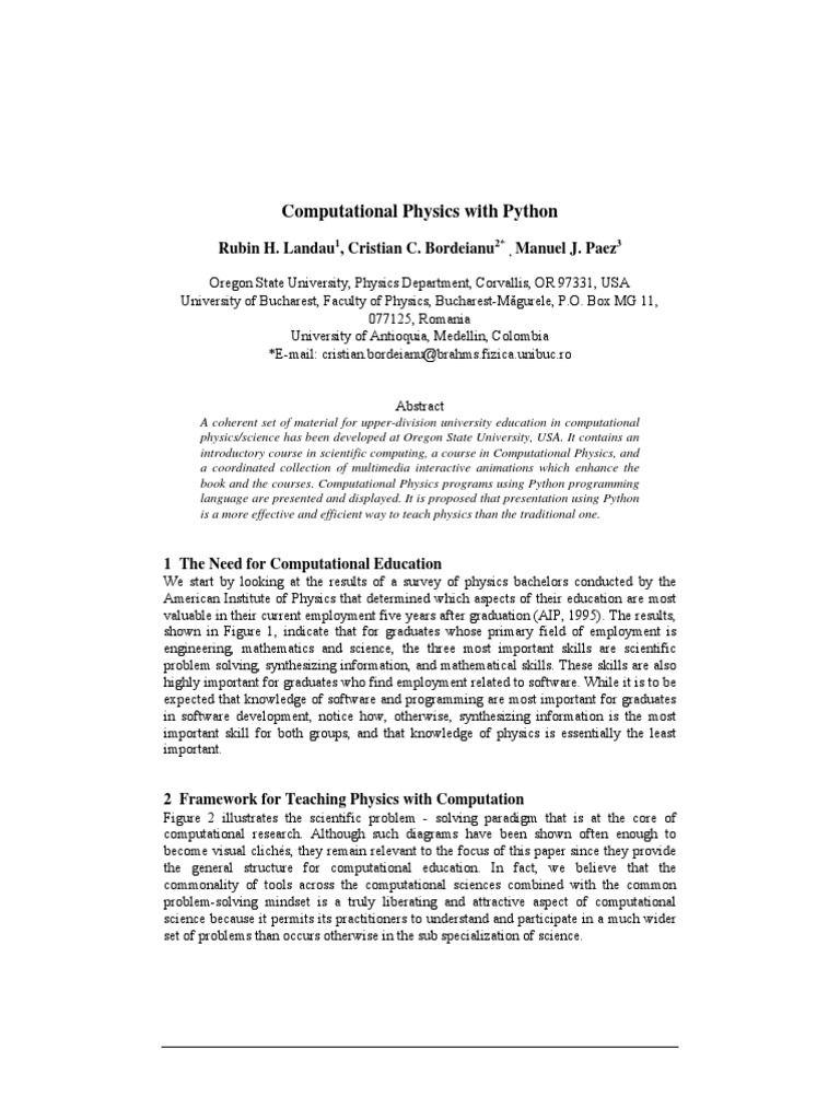 Computational Physics With Python: Rubin H. Landau, Cristian C ...