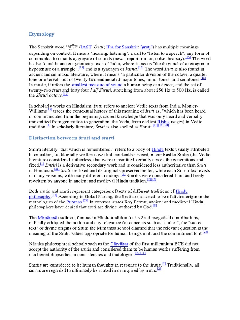 Etymology Sruti PDF Religious Literature Theism
