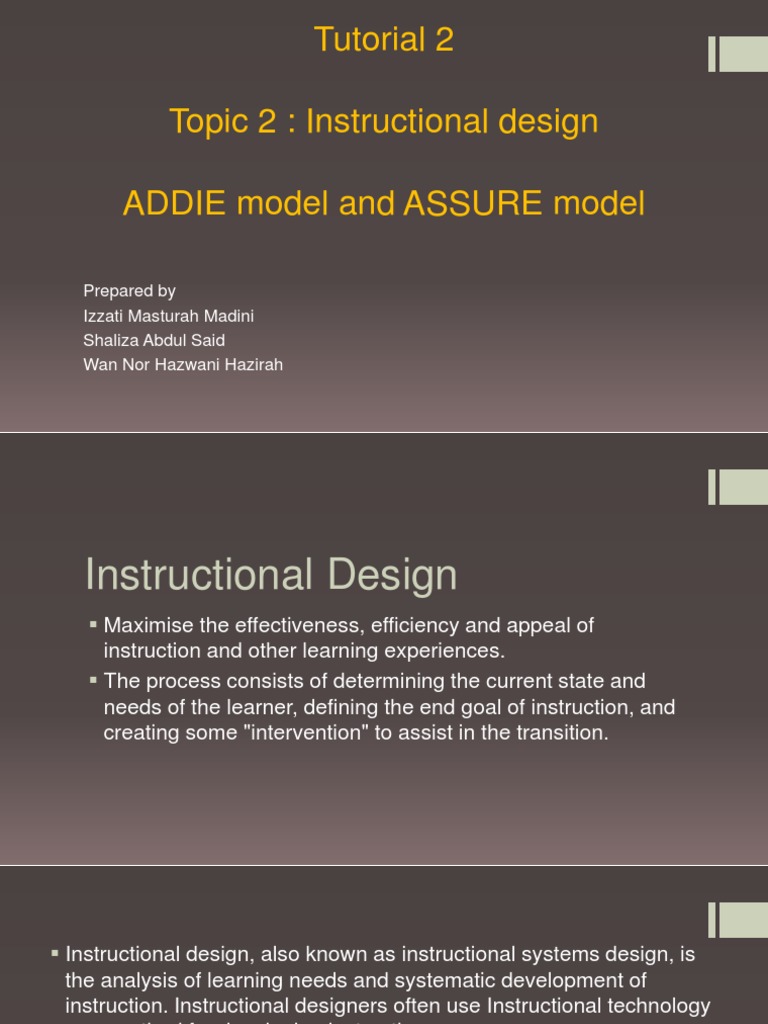 Tutorial 2 (Week) Edup3053 Addie and Assure Model 2 | PDF ...