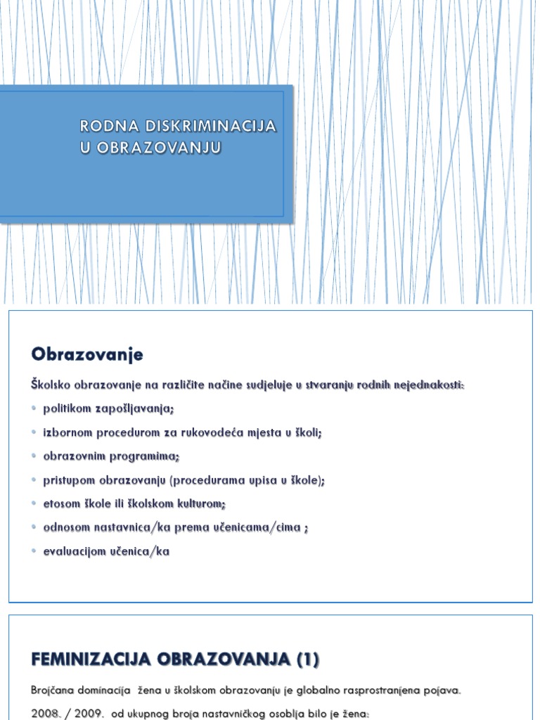 Rodna Diskriminacija U Obrazovanju | PDF