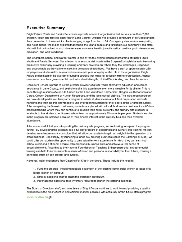 Executive Summary Restaurants Entrepreneurship Free 30day Trial