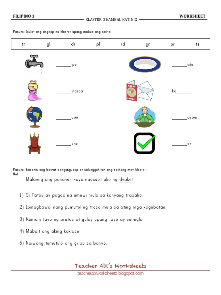 Filipino Worksheets For Grade 2 Klaster A Worksheet Blog 45 Klaster O