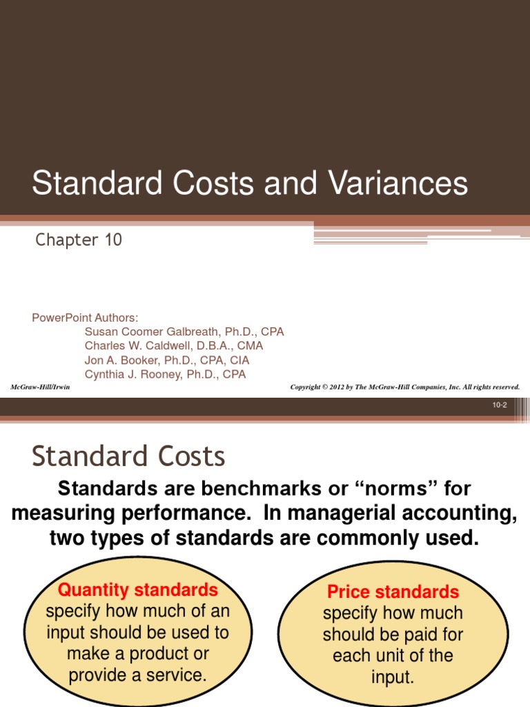 Chapter 10 Standard Costs and Variances PDF Labour Economics