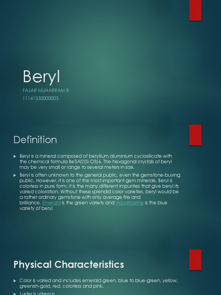 Beryl: Properties, Uses, and Varieties | PDF | Minerals | Crystalline ...