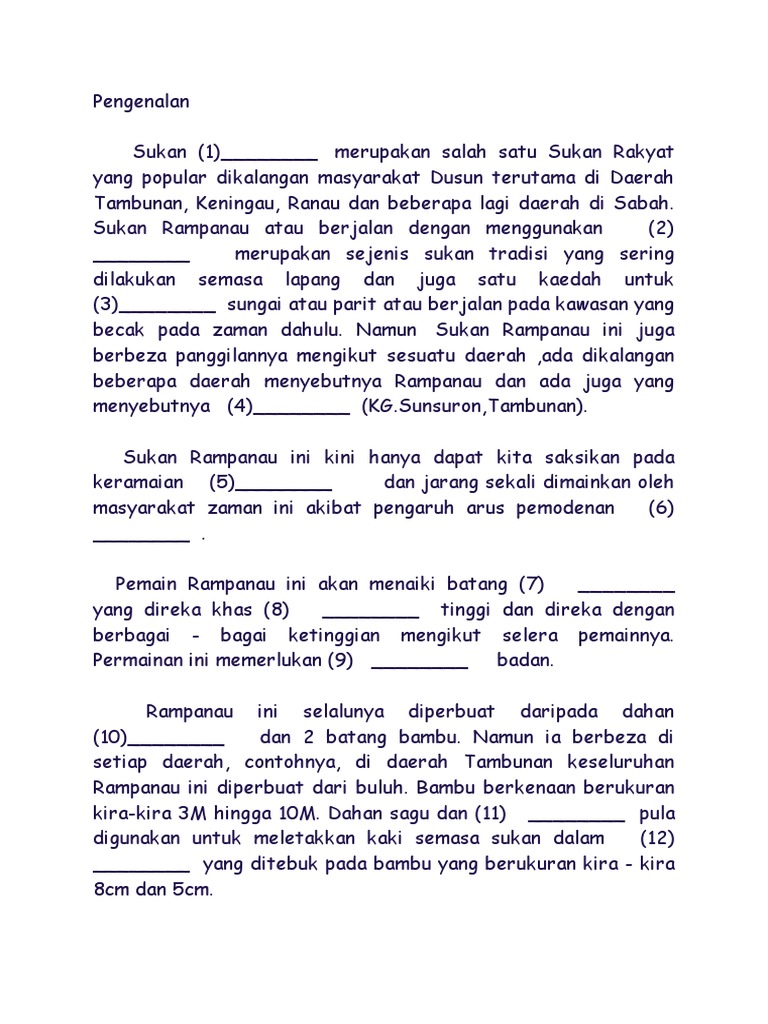 Sukan Rampanau: Tradisi Masyarakat Dusun | PDF