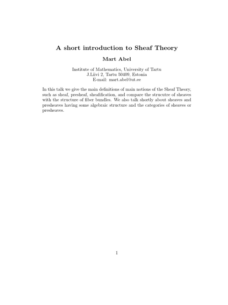 Introduction to Sheaf Theory definitions and structures PDF