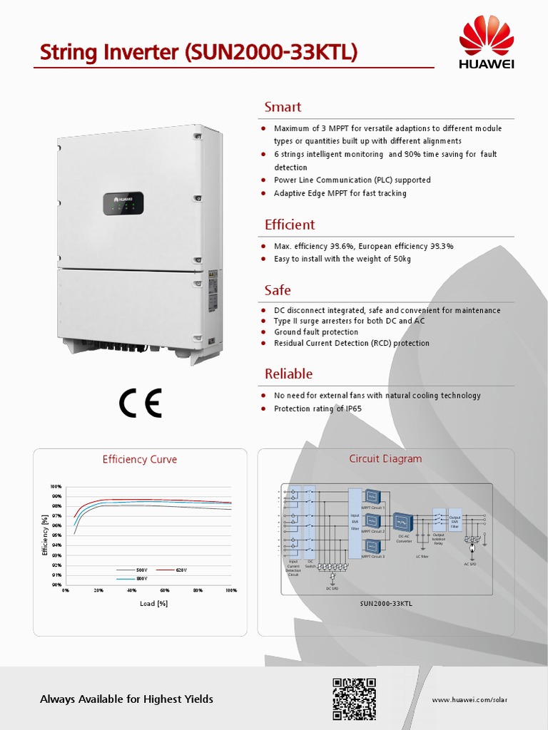 Huawei Sun200033ktl Datasheet 02 Power Inverter Electrical Engineering
