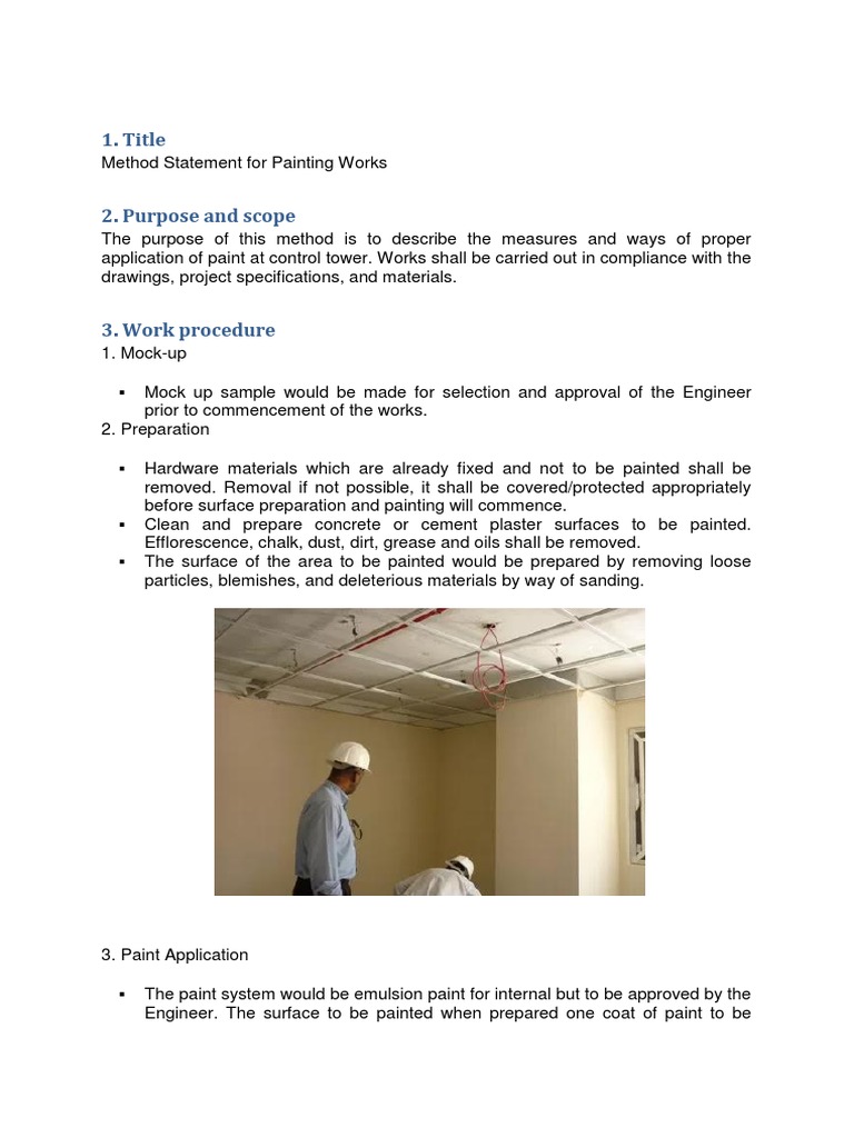 Method Statement for Painting Works Paint Personal Protective Equipment
