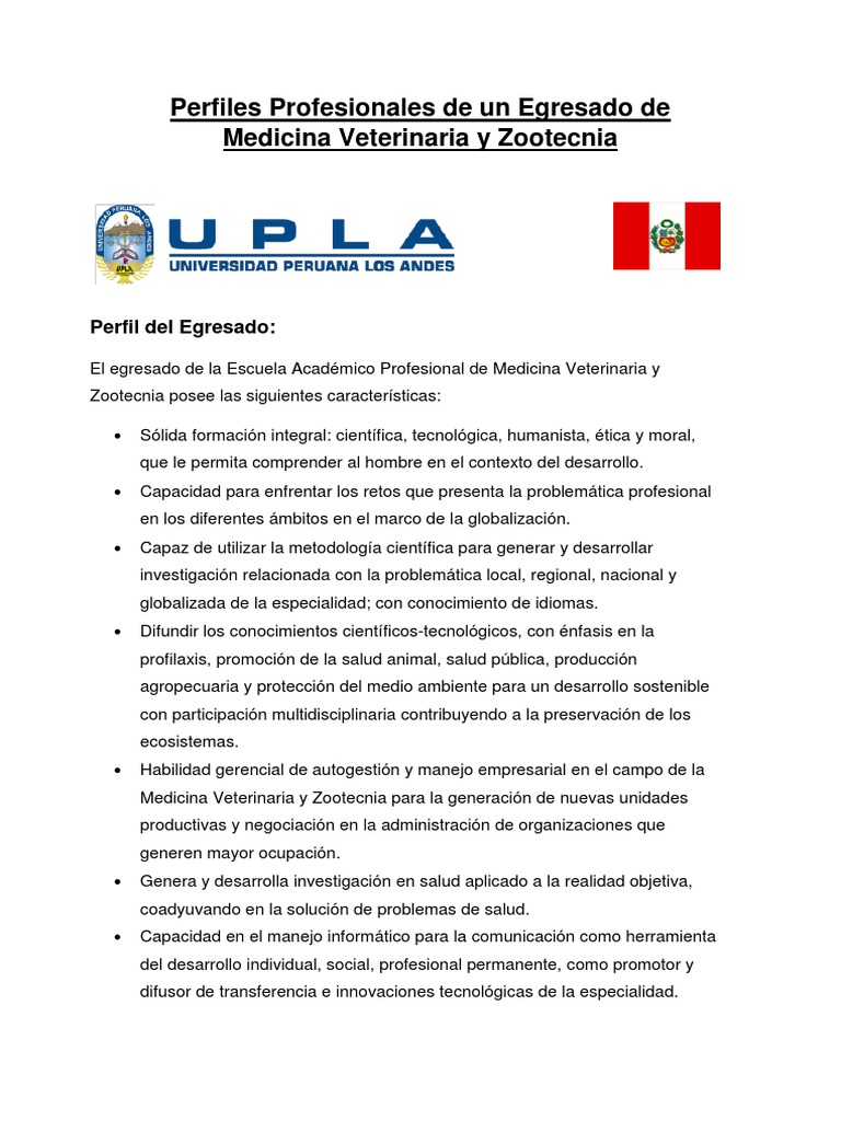 Perfiles del Egresado en Veterinaria y Zootecnia | PDF | Medicina ...