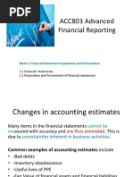 ACC803 Advanced Financial Reporting: Week 2: Financial Statement Preparation and Presentation