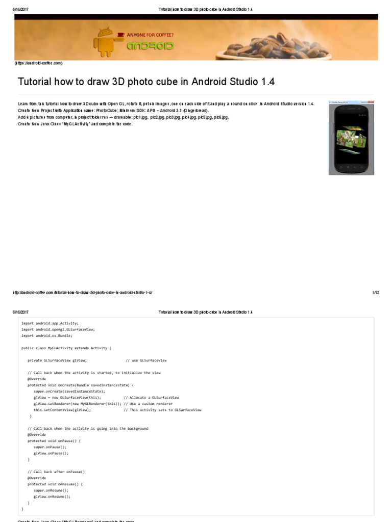 3D Photo Cube Tutorial in Android Studio | PDF | 3 D Computer Graphics ...