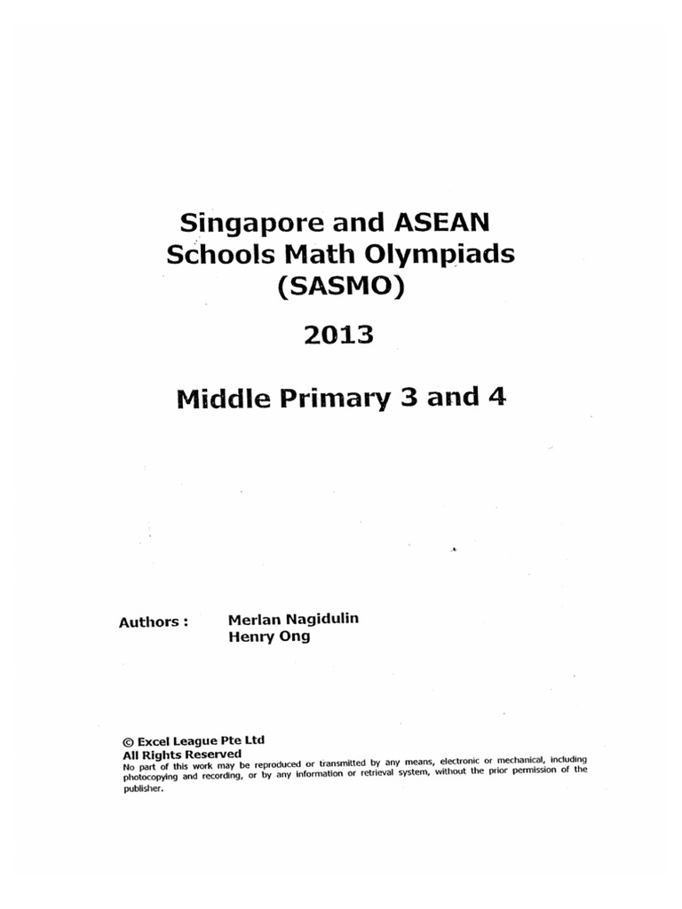 Sasmo 2013 Primary 3 And 4 Problems