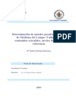 Determinacion de Metales Pesados en Suelos de Medina Del Campo Valladolid Contenidos Extraibles Niveles Fondo y de Referencia 0 PDF