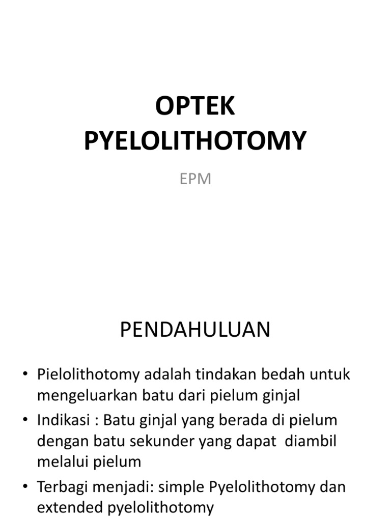 Pyelolithotomy Epm | PDF