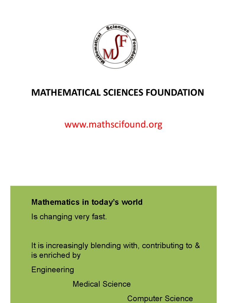 Mathematical Sciences Foundation Mathematical Sciences Foundation | PDF ...