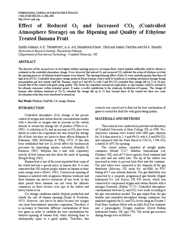 Effects of Reduced Oxygen and Increased Carbon Dioxide Controlled